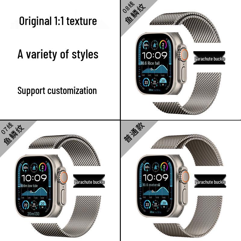 Original Milanese Steel Strap for Apple Watch Ultra2, iWatch10