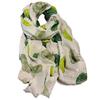 Women' Scarf White with Green Spots and Metallic Particles - Cotton and Viscose, 180X90