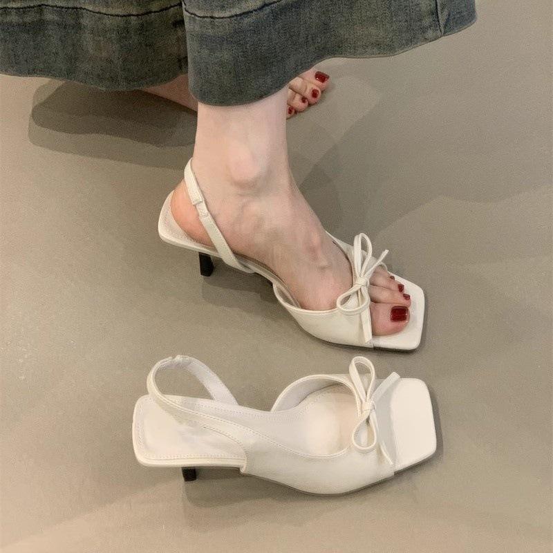 Sandals Femininity Elegant Floral Bow Open-toed High Heel Stiletto Sandals