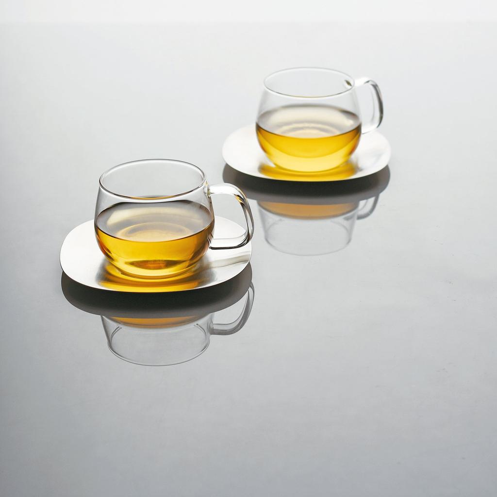 Kinto UNITEA Cup Saucer 350ml Stainless Steel Heat Resistant Glass Gift Present 8338 &