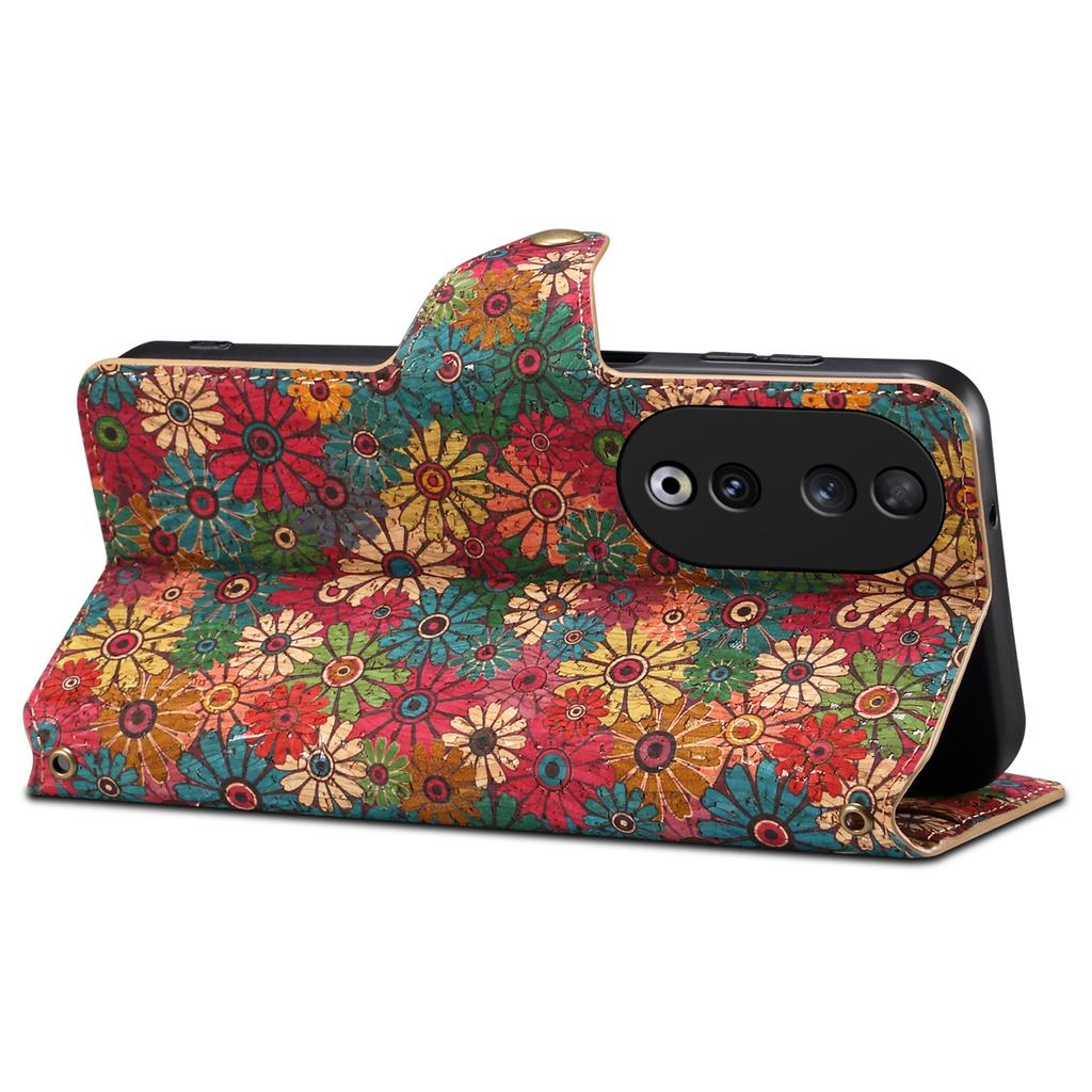For Honor 90 Case Floral Pattern Leather Phone Cover with Wallet Stand