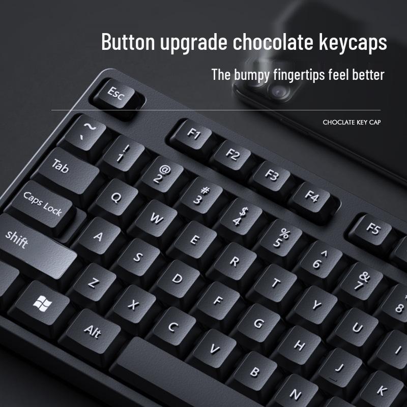 Xia Ke Silent Mechanical-Feel Wired Keyboard & Mouse Set for Desktop/Laptop Office Use