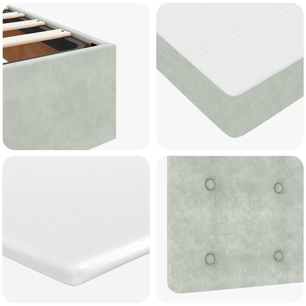 Ottoman Bed with Mattress Light Grey 140x190 cm Velvet