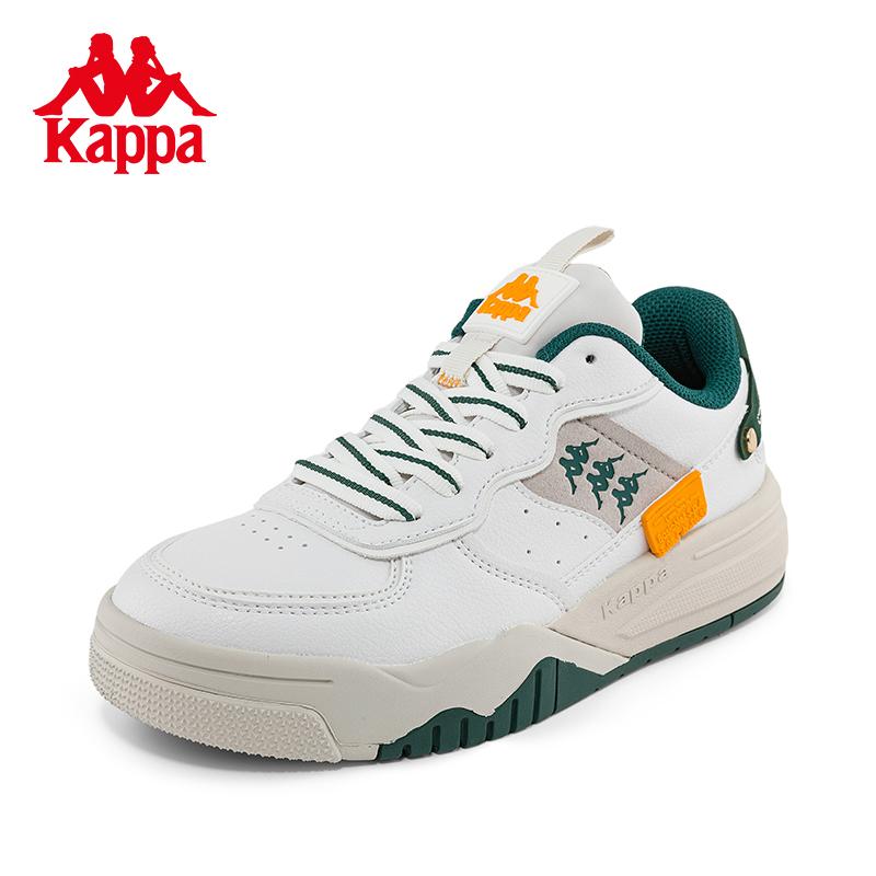 Kappa Board Shoes KOMPO Series Men's and Women's String Label Casual Shoes Leather Sports White Shoes