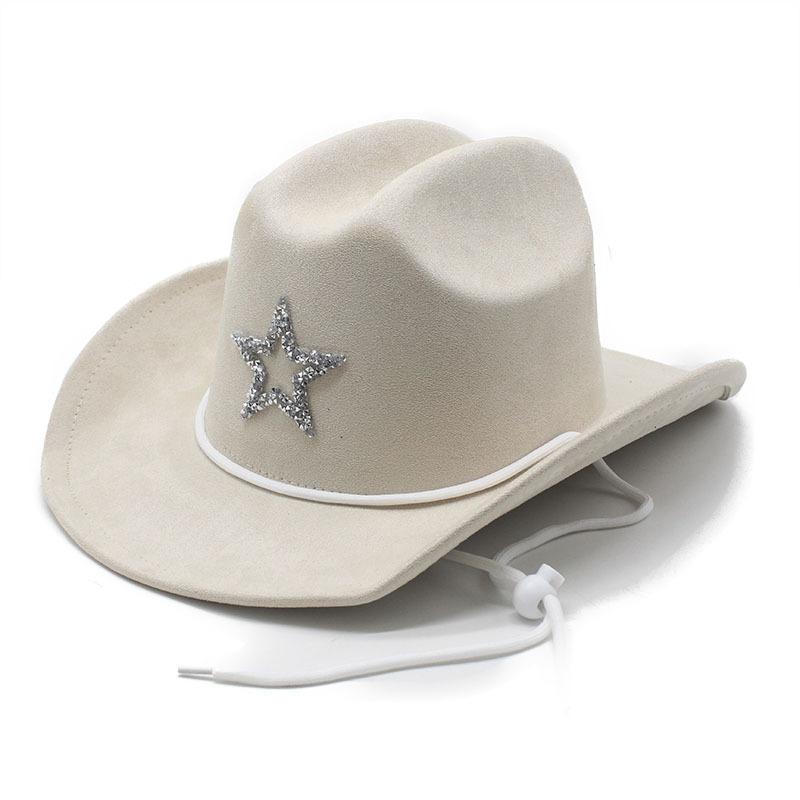 National Windbreak Windbreak Rope Sunshade Performance Jazz Hat Suede Travel Vacation Wind Word Cowboy Top Hat