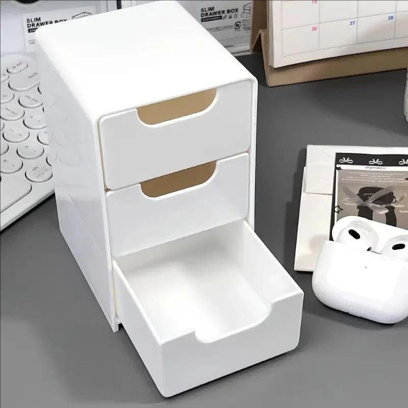 

Practical Three Layer Drawer Storage Box Pure White Minimalist Desktop Storage Box Cosmetics Storage Box Stationery Storage Box