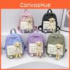 Soft And Light Canvas Backpack With Adorable Bear Plush Toy Perfect For Kids Education
