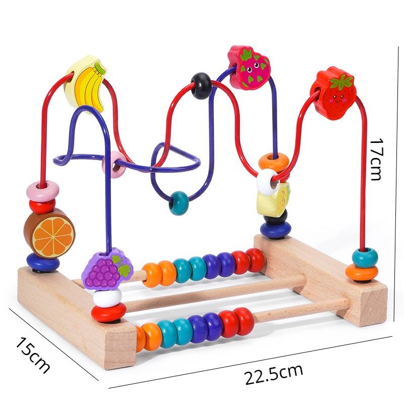 

Деревянные игрушки Монтессори с бусинами Развивающие упражнения для развития логического мышления ребенка Координация рук и глаз Фрукты Животные Трек Игрушки из бисера