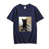 Big Foot Jinx T-shirt Black Cat Pattern Tshirt Funny   T Shirts  Cotton Tops Spring New Round Neck Tee Short Sleeve