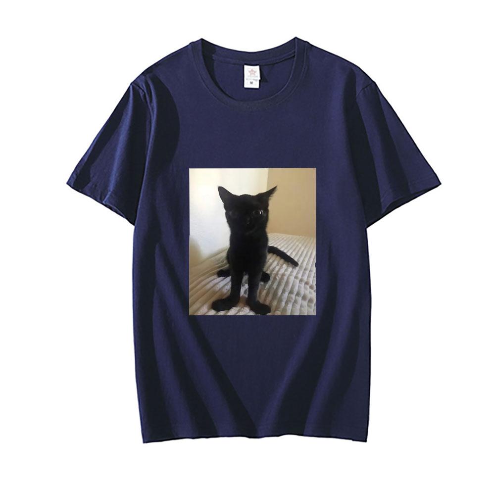 Big Foot Jinx T-shirt Black Cat Pattern Tshirt Funny   T Shirts  Cotton Tops Spring New Round Neck Tee Short Sleeve
