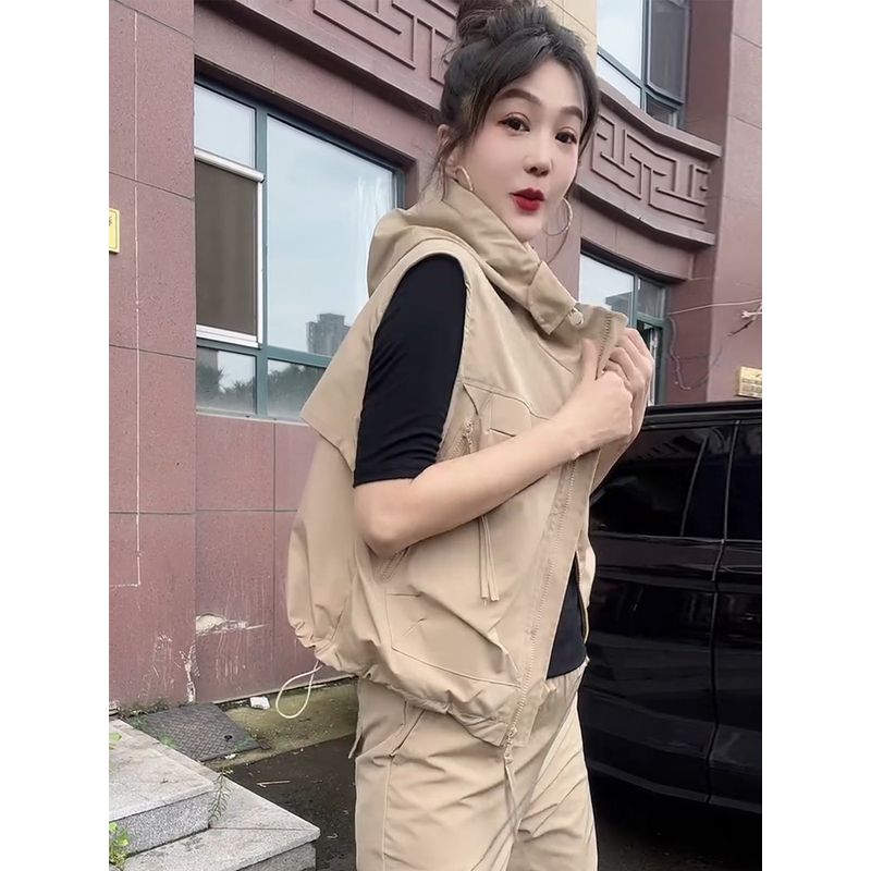 

Casual Vest Coat Women s Short Vest Outerwear Top 2025 New Arrival Spring & Fall Women s Waistcoat Casual Khaki M(90-120)