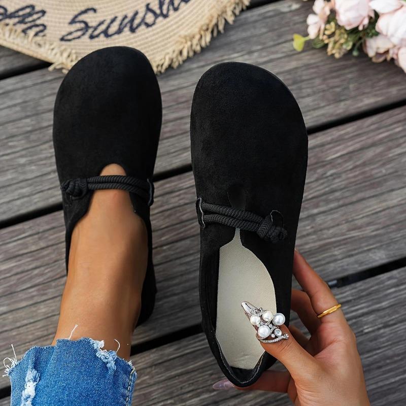 Dámské černé boty slip-on s kulatou špičkou, pohodlnou měkkou podrážkou a všestranné ploché boty, ležérní kancelářské nošení, meruňkové slip-on mokasíny pro plus size