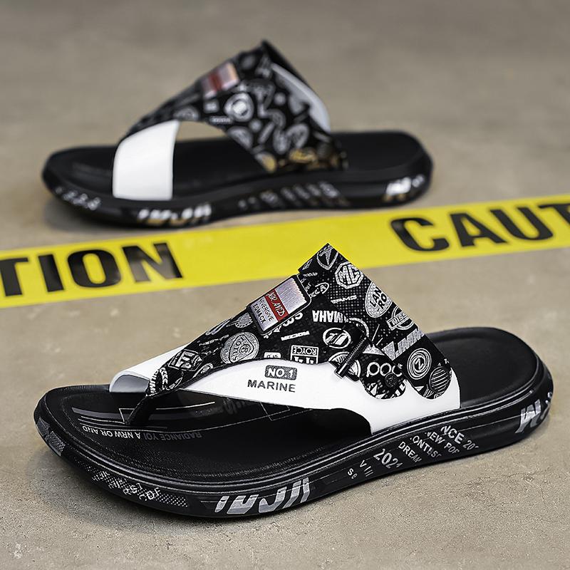 Mens Outdoor Casual Flip Flops Summer New Anti Slip Soft Sole Comfort Beach Slippers Fashion Breathable Versatile Walk Sandals