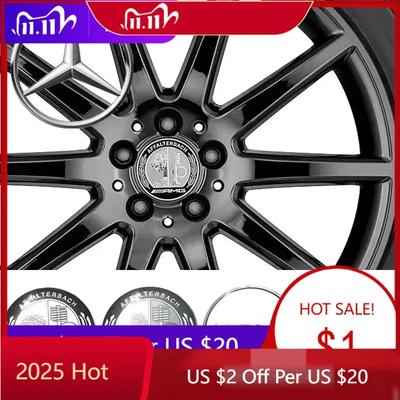 XHBNJ1 2025 Hot For Mercedes Benz 4PCS 75mm for Mercedes Benz AMG C E S GLE CLC Class W204 W203 W205 W124 W221 Car Wheel Center Cap Hub QQ53