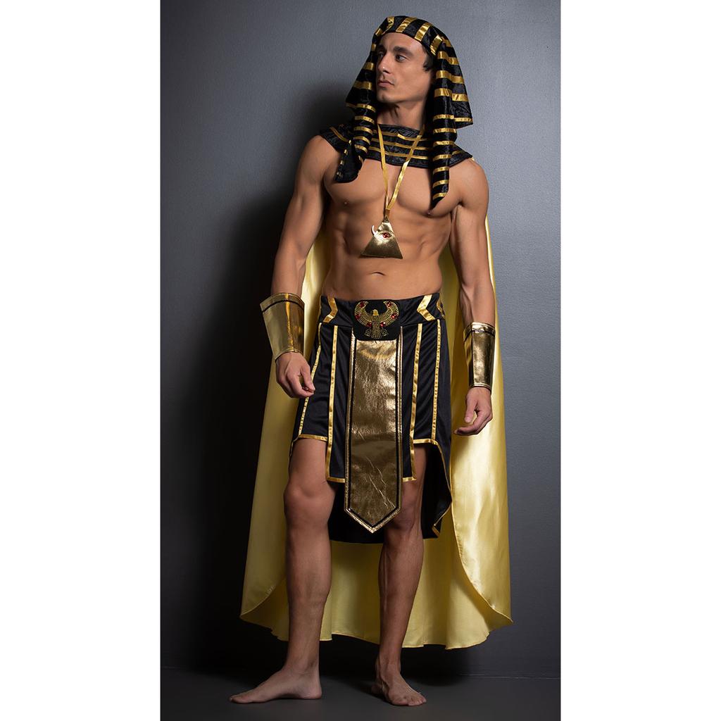 Středověký starověký římský egyptský faraon cos kostým, starověký řecký král pánský halloweenský párty kostým