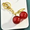 Fashionable Cherry Key Rings Stylish Cherry Bag Ornament Keychain Crystal Alloy Versatile Key Rings Accessory