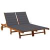 VidaXL Acacia Solid Garden Sun Lounger 2-Seater with Cushions Outdoor Sunbed Patio Chaise Lounge 3061374
