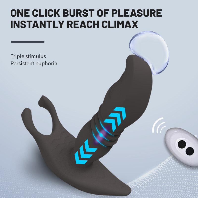 Vestibular Masturbation Silicone Telescopic Anal Plug Wireless Remote Control Vibration Masturbator for Adult Use