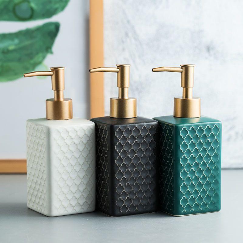 Nordic Ceramic Soap Dispenser Square Lotion Bottle Shampoo Conditioner Sub Bottle Shower Gel Bottle Bathroom Accessories