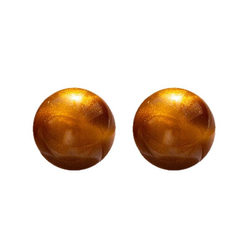 Retro Hong Kong Style Smudged Cat'S Eye Round Ball Stud Earrings Female Maillard Style High-End Earrings Fashion Design Temperament Earrings