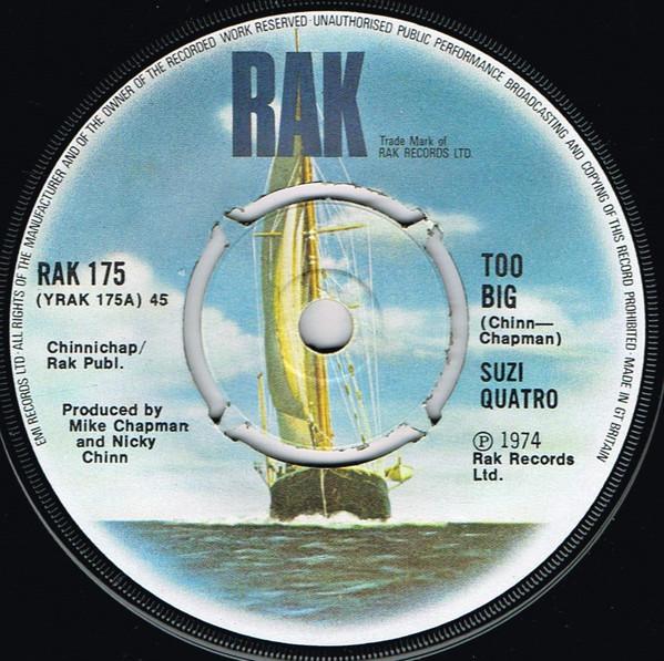 

7inch Record SUZI QUATRO - Too Big RAK175 RAK 1974 UK Rock Used