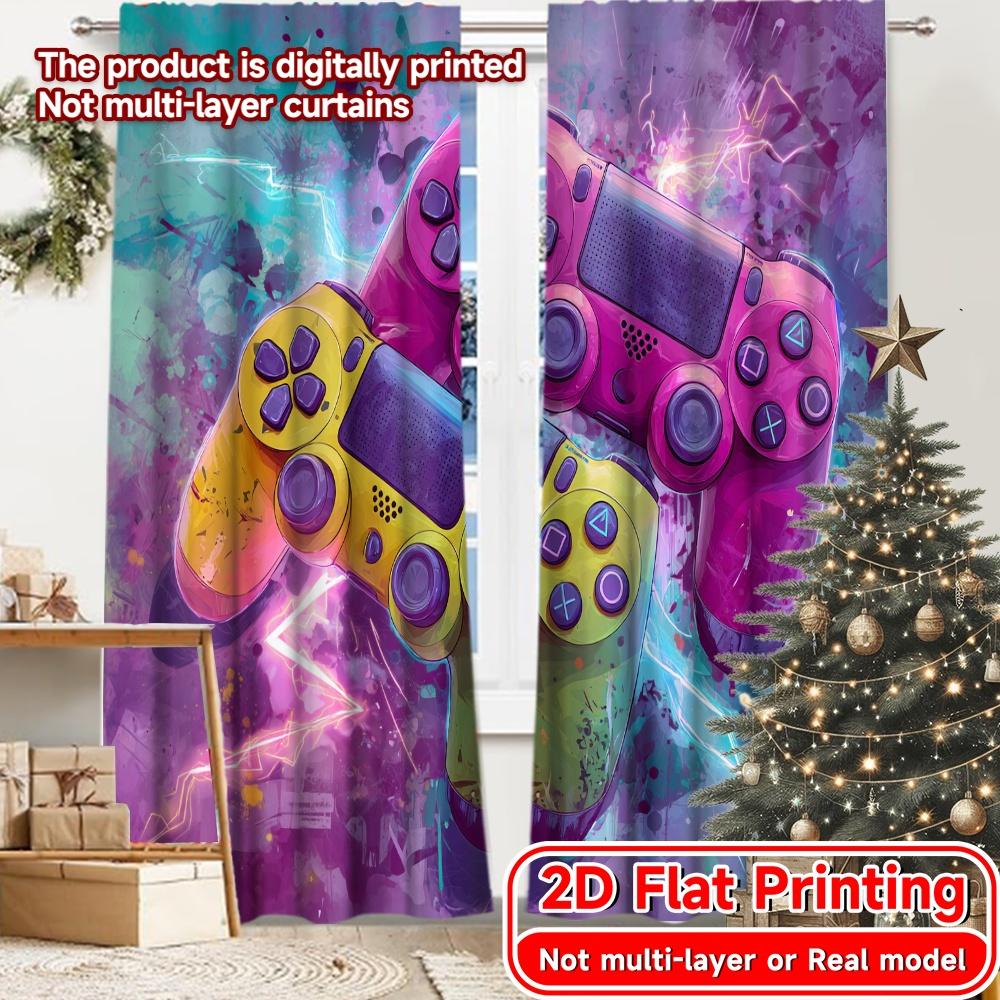 

2D Flat Printing 2pcs Dual Neon Controllers Contemporary Modern Curtains Versatile Fabric Curtains Home Decor for Bedroom Office 100*130 HOOK 1pcs