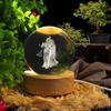 3D Radha Krishna Crystal Ball Night Lamp, Solar System Radha Krishna Idol Crystal Ball Night Light, USB Table Colorful LED Wooden Base Lamp