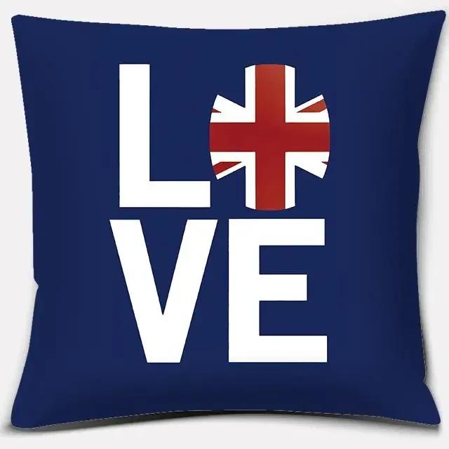 Home Decor LOVE England Series Printed Square Polyester Pillowcase Cushion Cover Bedroom Living Room Ornament Funda De Almohada