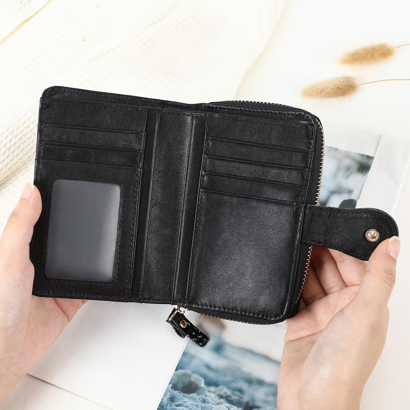 

Короткий кошелек из натуральной кожи, Многофункциональный держатель для карт, Клатч, Высококлассный стиль, Интегрированный карман для карт, Женский кошелек One Size чёрный