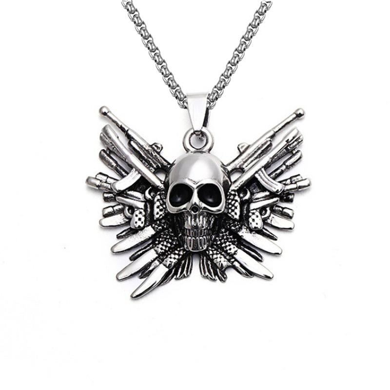 Ожерелье Доминирующий Пулемет Череп Панк Мужской Подвеска Голова Призрака 50CM(Necklace Size)