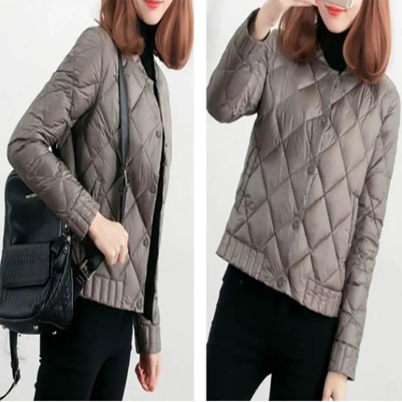 Women's Autumn and Winter Small Cotton-padded Jacket Short Lightweight Down Coat Thin Middle-aged Winter Stand-up Collar Parka Outwear