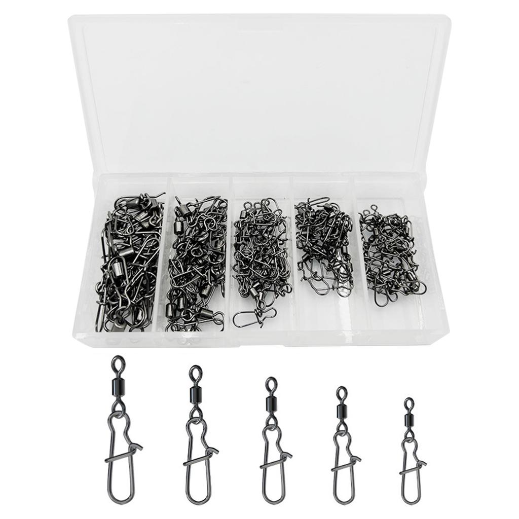 High Strength Rolling Ball Bearing Snaps Fishing Barrel Swivels and Clip Lure Connector Clip for Saltwater Freshwater