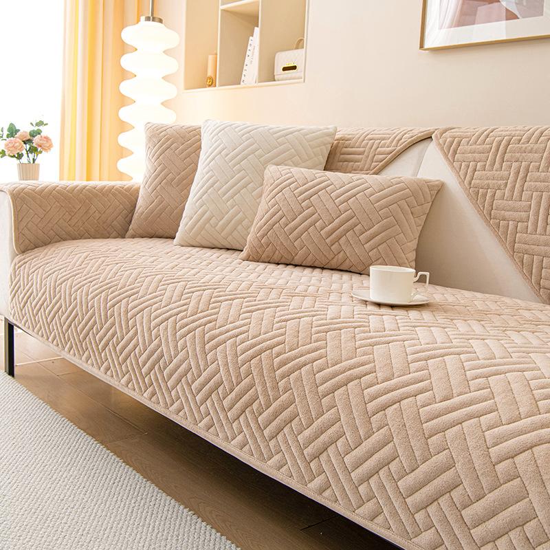 Samt Sofakissen Winter Verdickter Sofabezug All-Inclusive Universalbezug Herbst und Winter Rutschfestes Sofa Handtuchbezug Decke