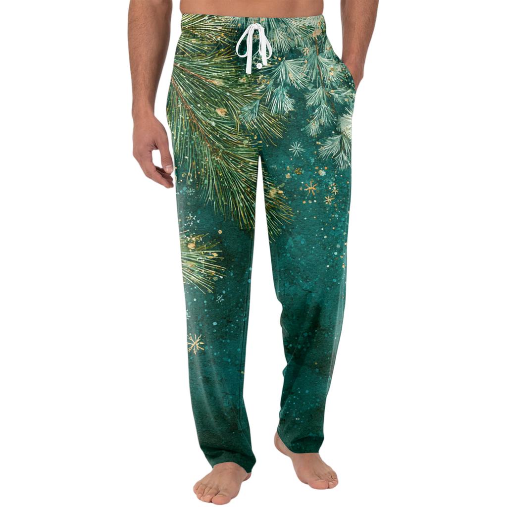 Men's Knitted Fashion Print Pocket Casual Pants Pajama Pants