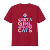 Women S T Shirt Cute Cat Lover Just A Girl Who Loves Cats Print Casual  Tops Black Small Vintage Washed Comfortable Stretched
