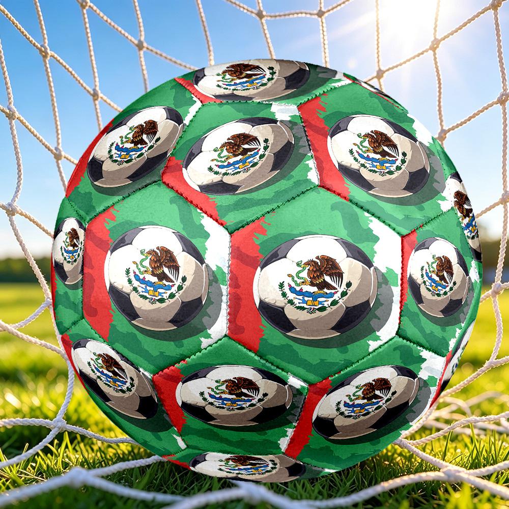1 ud. Balón de Fútbol Talla 5 con Escudo de Fútbol de México para Oficina, Adecuado para Partidos de Práctica/Entrenamiento de Torneo, Ligero y Duradero mxg7032