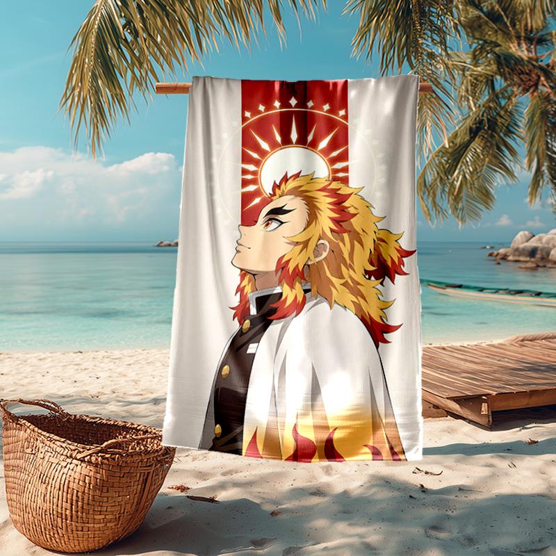 Rengoku Kyoujurou Fashion Beach Towel: Ideal for Summer Adventures Soft, absorbent and quick drying suitable for swimming and bathing