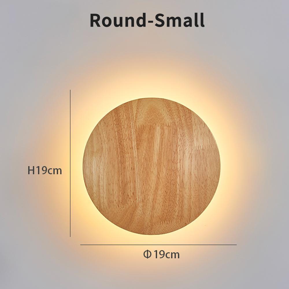Simple style wooden craft LED wall lamp round oval shape with light source wall-mounted indoor lighting simple style Simplicity