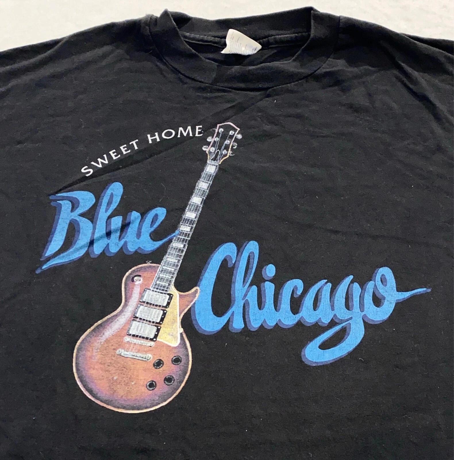 

vintage 90s BLUE CHICAGO SWEET HOME BLUES CLUB T-Shirt XL bar guitar rock 80s S