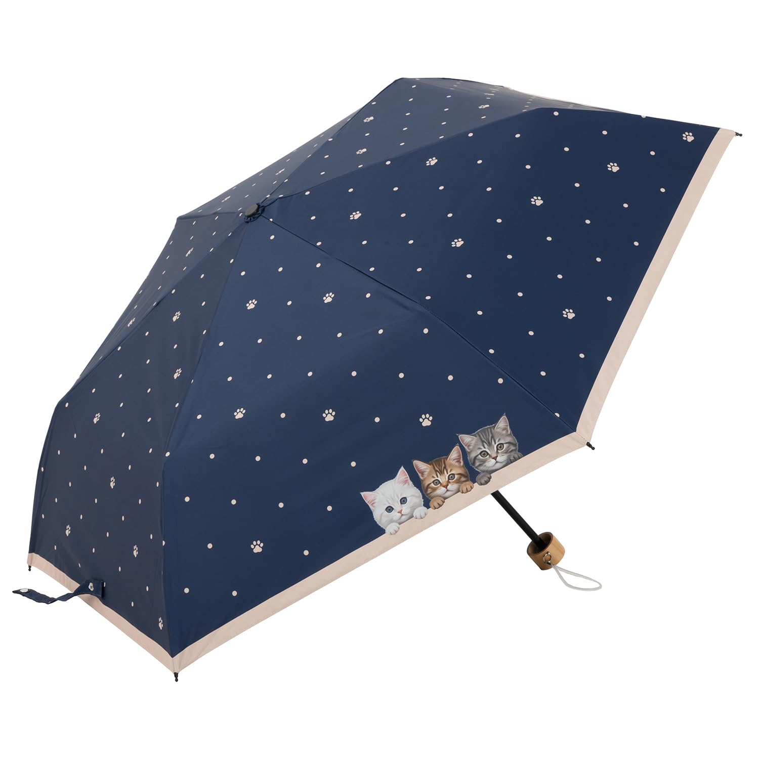 

Light Blocking UV Suitable for Both Sunny and Rainy Lightweight Cat x Dot Paw Cat 100% & ProtectionFolding Parasol, Days, Women s Pattern, Print,