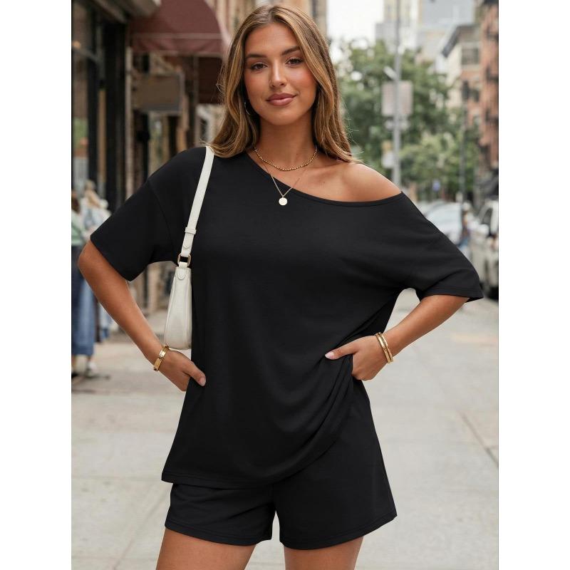 DICFY Women's Fashion Casual Summer Spring Short Sleeve Pants Suits