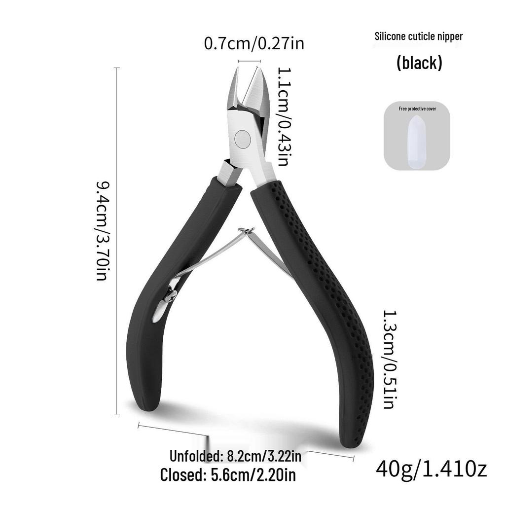 Angled Tip Cuticle Nippers - Beak-Like Clip, Silicone Handle for Nail Groove & Dead Skin Removal