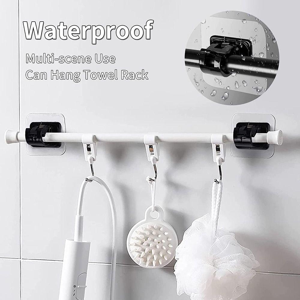 2pcs Self-Adhesive Curtain Rod Holder Nail-Free Curtain Rod Hook Curtain Rod Bracket  Kitchen