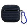For AirPods 4 Case Carbon Fiber Texture TPU PU Earbuds Protective Cover with Hook