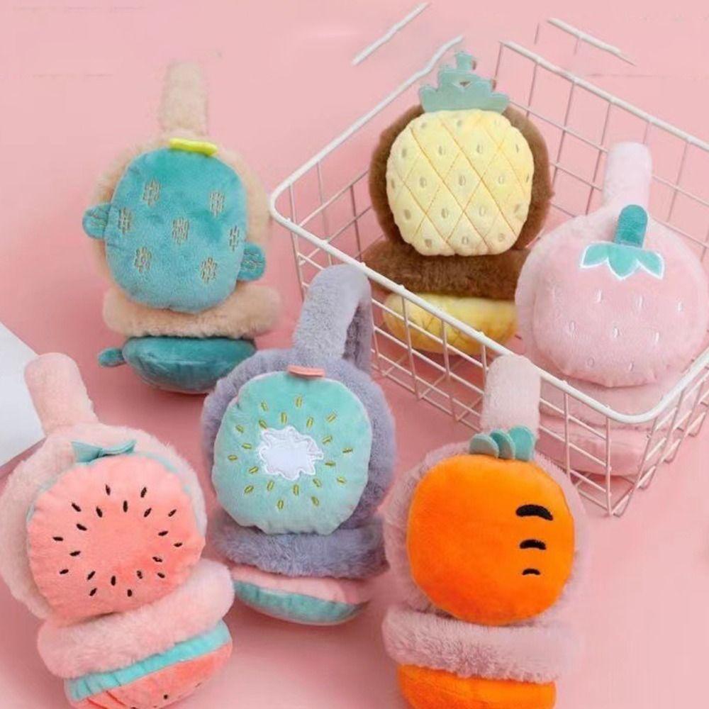 

Для женщин плюшевые теплые милые наушники с фруктовым узором детские наушники с рисунком фруктов