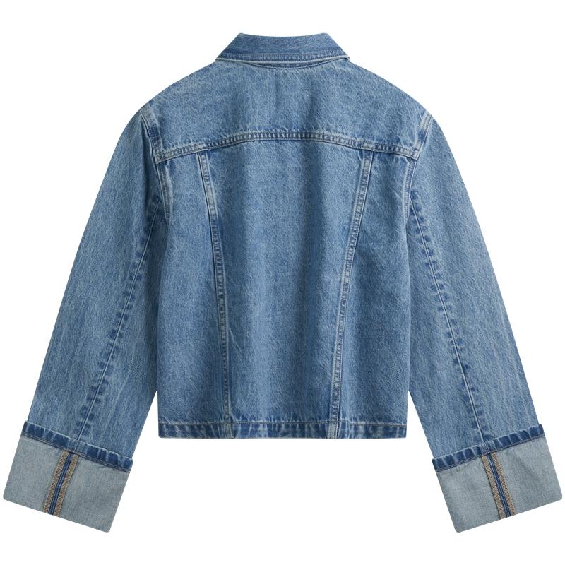 Calvin Klein Trendy Rolled Cuff Cotton Denim Jacket Women Jackets Light-Blue 44B742G