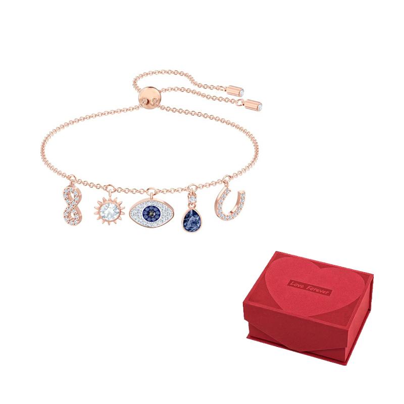 Swarovski Symbolica Rose Gold plated Bracelets Womens Blue F-Love Red Gift Box