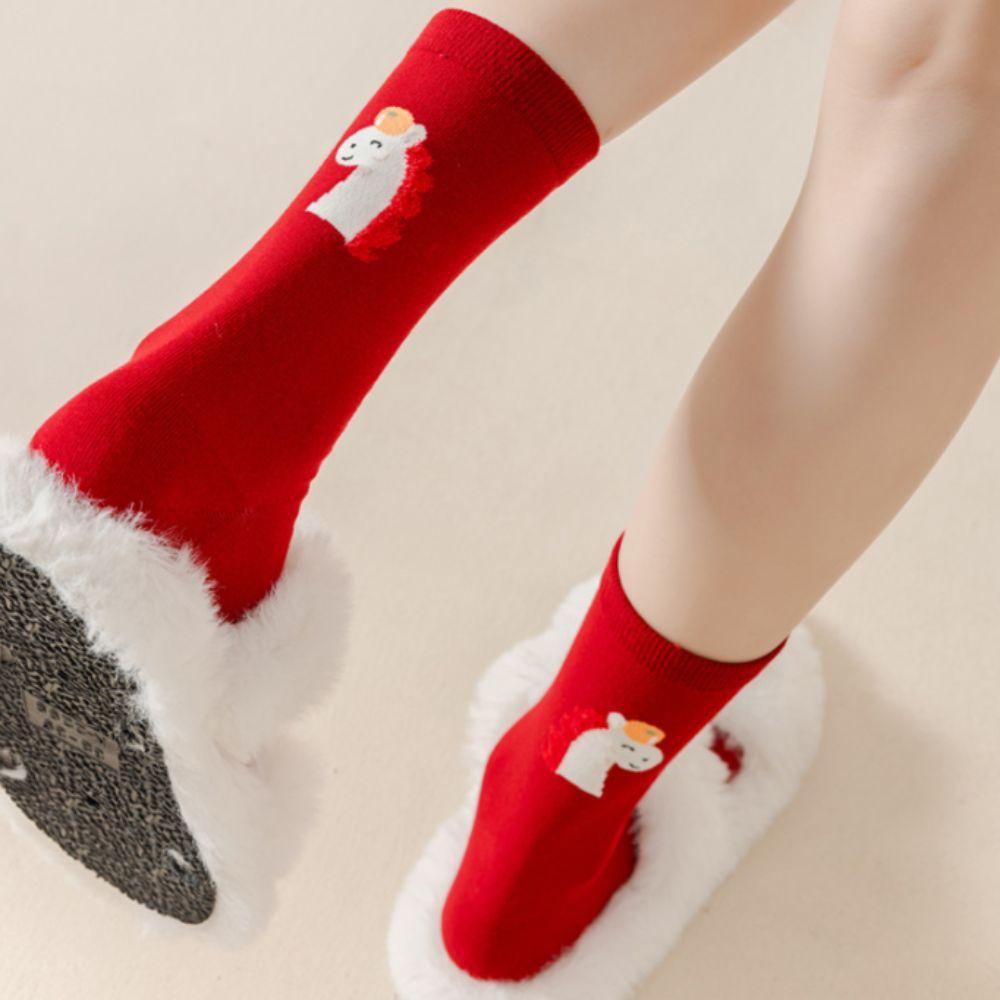 Cartoon Year of The Horse Socks Mid Calf Zodiac Year Cotton Socks Cute New Year Tube Socks Women