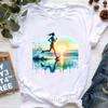 Colorful Running Girl Printed T Shirt Unisex Clothes 2024 Summer Fashion Tops Tee Shirt Femme Love Sports Tshirt Female