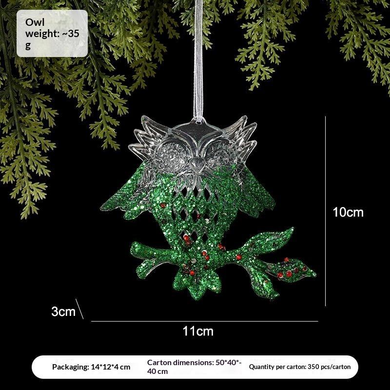 Green Glitter Christmas Hanging Ornament Sparkling Reindeer/High Heel/Tree /Snowflake Designs Pendants With Ribbon Decor